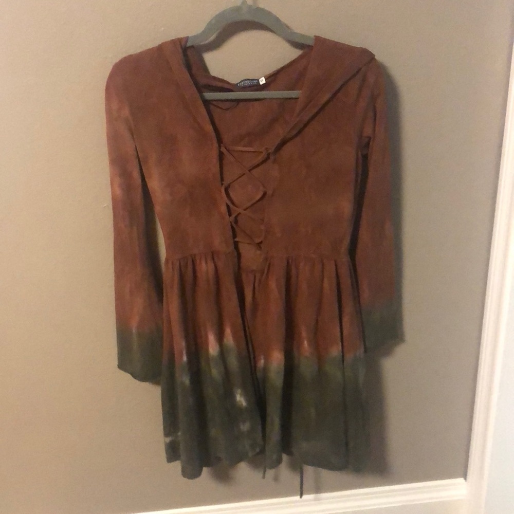 Earthbound tie dye cape sleeved cover up